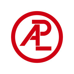APL letter logo design. AP Lettermark vector illustration. Monogram logo inside the circle.
