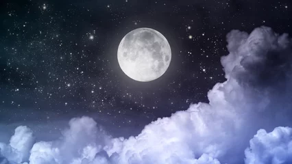 Foto auf Alu-Dibond Vollmond moon and clouds