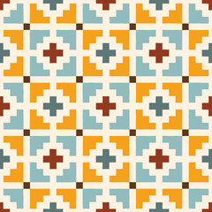 Hand Drawn Earthy Tones Tribal Vector Seamless Pattern. Navajo Graphic Print. Aztec Geometric Background. Ethnic Boho Design perfect for Textiles, Fabric