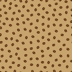 Seamless background with brown coffee beans. Vector illustration