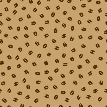 Seamless background with brown coffee beans. Vector illustration