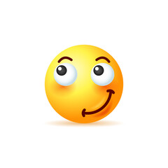 Fototapeta premium Yellow cheerful emoji isolated on white background.