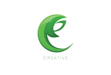 Creative C Leaf Letter Logo Icon Design in Green Colors. Eco Bio Letter Design Vector Illustration.