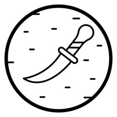 jambiya or Khanjar Concept, dagger with grip Vector Icon Design, Muslim festival Symbol, Lesser Eid and Islamic Holidays Sign, holy Ramazan stock illustration