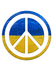 peace symbol with painted Ukrainian flag