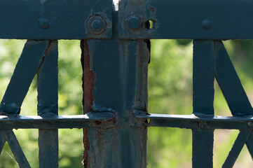 old rusty barrier fence close up