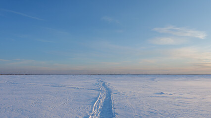 snowy road going into the distance
