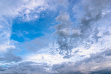 Naklejka na ściany i meble Blue sky, white clouds. Texture for the background.