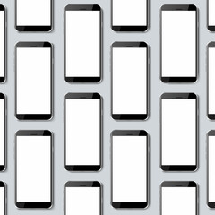 3d realistic vector background. Digital smartphone with blank white screen. Phone mockup pattern.