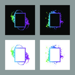 set of frame vector with splash and cool gradient color