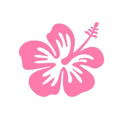 Vector illustration of tropical Hibiscus flower isolated on white background. Blooming Hibiscus vector silhouette, Summer vibe graphic design, floral clipart.