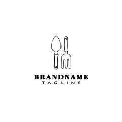 pitchfork and shovel logo cartoon icon design template vector illustration