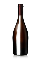 Red wine bottle isolated on a white background.