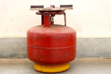 Small red potable LPG gas stove