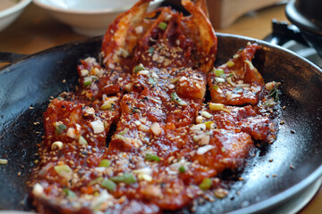 Braised Half-dried Pollack seasoned red.