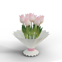 Bouquet of pink tulips, 3D rendering.