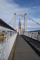 View down footbridge to cathedral