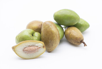 group of olive with slices isolated on white background