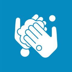 Palm washing glyph icon. Cleaning palms. Froth soap in hands. Disinfection.Hygiena concept. Filled flat sign. Isolated silhouette vector illustration