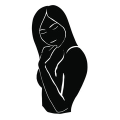 Black female figure hand drawing, sketch, graphics.