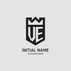 Initial VE logo shield shape, creative esport logo design © miftachu