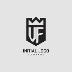 Initial VF logo shield shape, creative esport logo design © miftachu