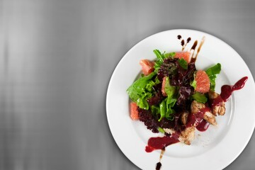 Meat marinated and cooked with sauce. National dish.