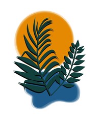 foliage art on a white background and elegant colors is good for decoration and posters