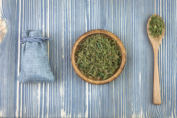 Dry grass chickweed medium (Stellaria media). Healing herbs.