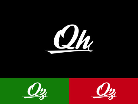 Modern QH Signature Letter Logo, Signature Qh hq Logo For wedding cosmetics beauty flower or fashion brand