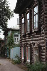 Old wooden houses in the Russian province 