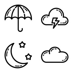 Weather Flat Icon Set Isolated On White Background