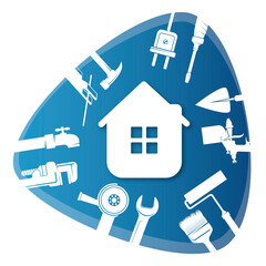 Repair tool. House maintenance and repair symbol. Handyman design