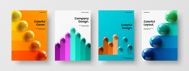 Isolated realistic balls postcard illustration composition. Fresh brochure vector design layout set.
