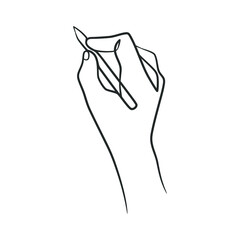 Continuous line drawing of hand holding pen and writing or drawing