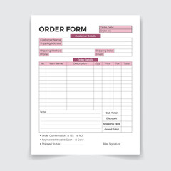 Invoice template, Order Form, Minimal Invoice Layout, Invoice design