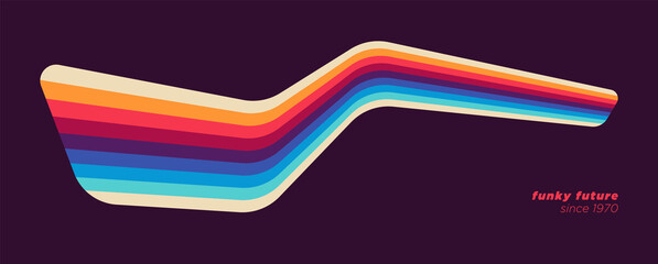 Minimalist abstract design in retro style with colorful stripes. Vector illustration.