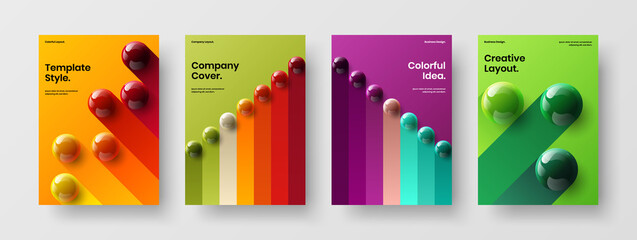 Creative 3D spheres brochure concept bundle. Premium company cover design vector layout set.