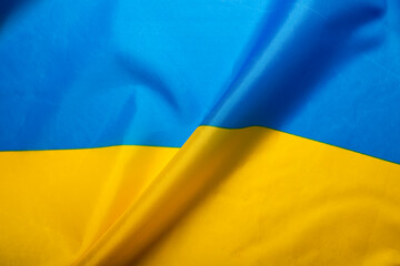 National flag of Ukraine fabric textile background