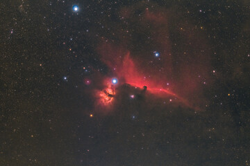 The Horsehead and Flame Nebula in the constellation Orion photographed from Mannheim in Germany.