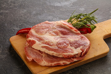 Raw pork meat neck steak