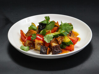 Stir-fried vegetables with herbs and sauce