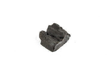 Black oak coal isolated on white background.