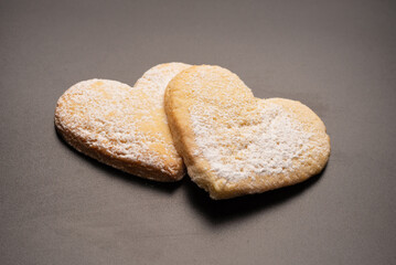 Shortbread in the shape of a heart isolated on white background.