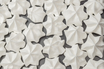 White tasty meringue, homemade dessert.