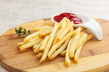 French fried potato over board