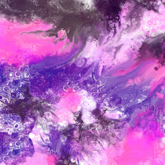 Purple and pink Abstract art acrylic pour texture background.