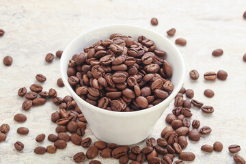 Roasted coffee bean in the bowl