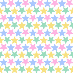 Cute Night Day Sky Star Element Rainbow Purple Blue Green Yellow Orange Pink Pattern Cartoon Illustration, Mat, Fabric, Textile, Scarf, Wrapping Paper.