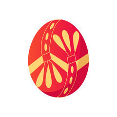Easter egg with a Ukrainian folk ornament isolated on white background. Pysanka. Cartoon style.